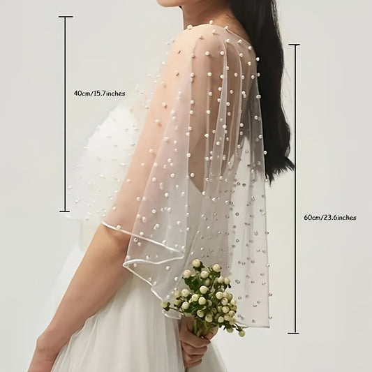 Cape élégante en tulle orné de broderies