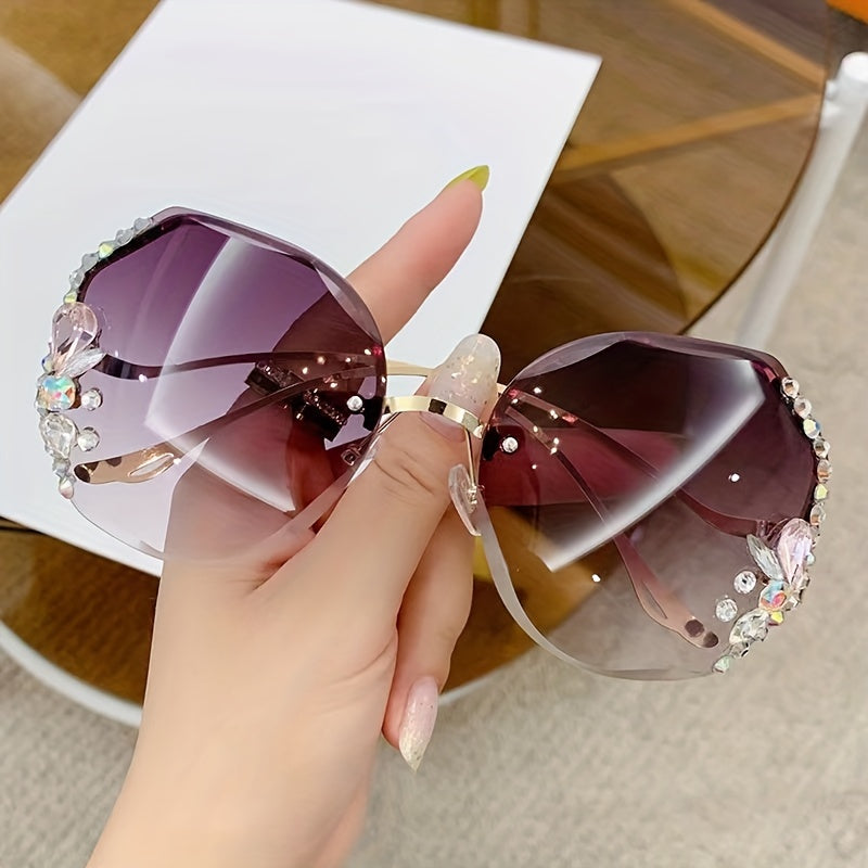 1 paire de lunettes tendance sans monture avec strass - Topdecheztop.fr