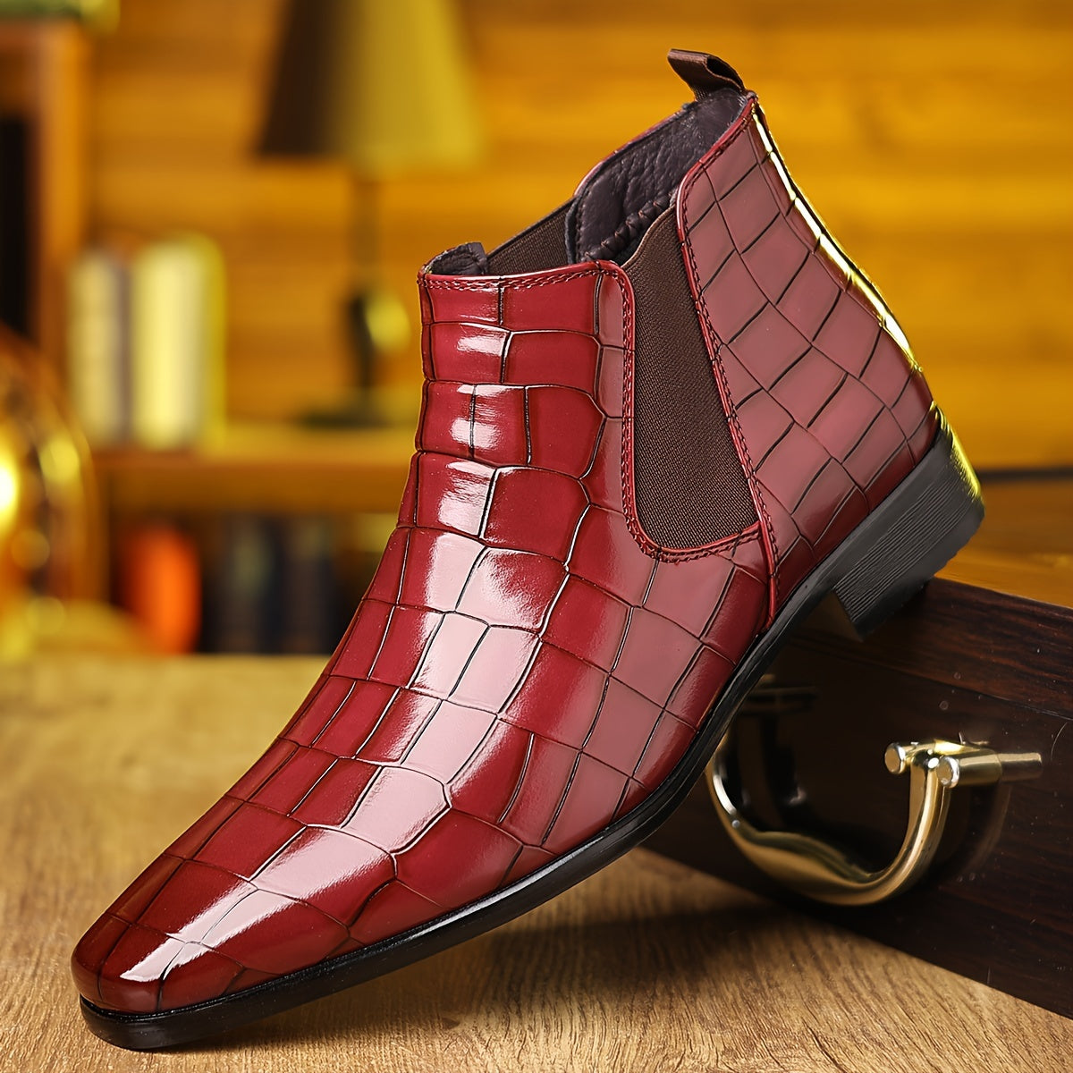 Bottines Chelsea à carreaux pour homme, grandes tailles, résistantes à l'usure