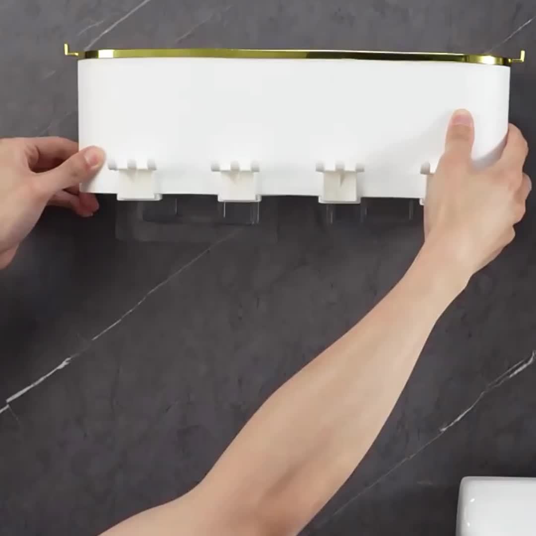 1 porte-brosse à dents mural avec gobelets, support de rangement - Topdecheztop.fr