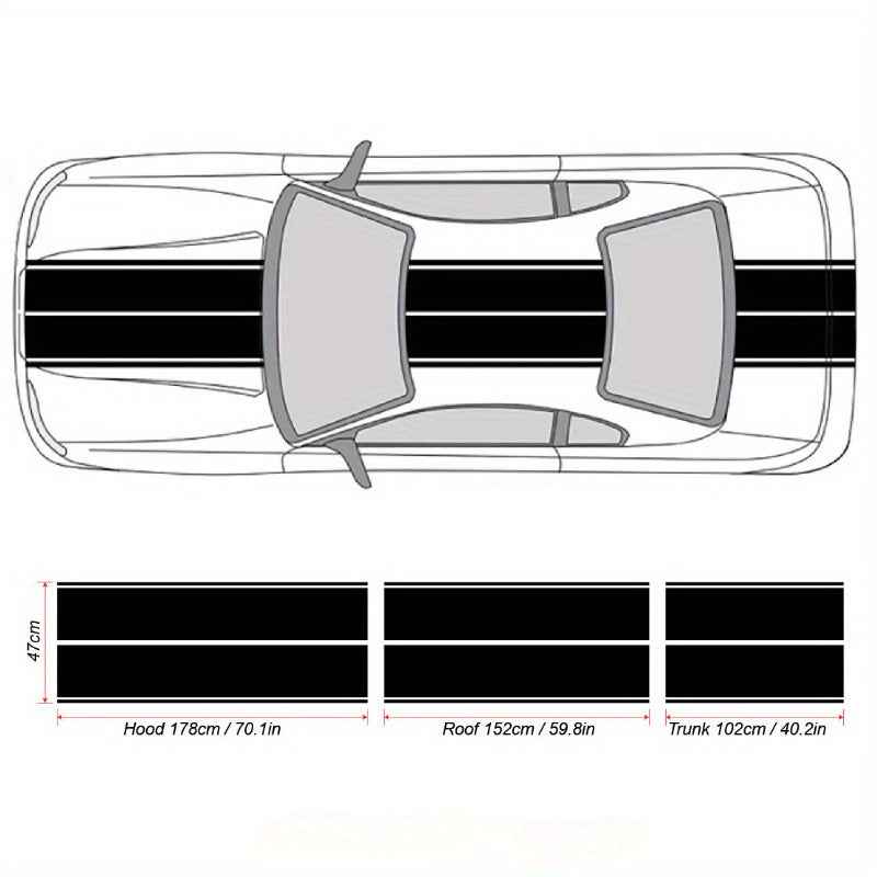 Universal 6-Stripes Fashion Car Sticker Parallel Lines Car Decals for SHELBY Mustang GT350 GT500 for