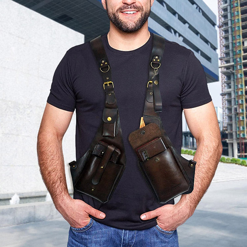 Sac à bandoulière rétro en cuir pour homme