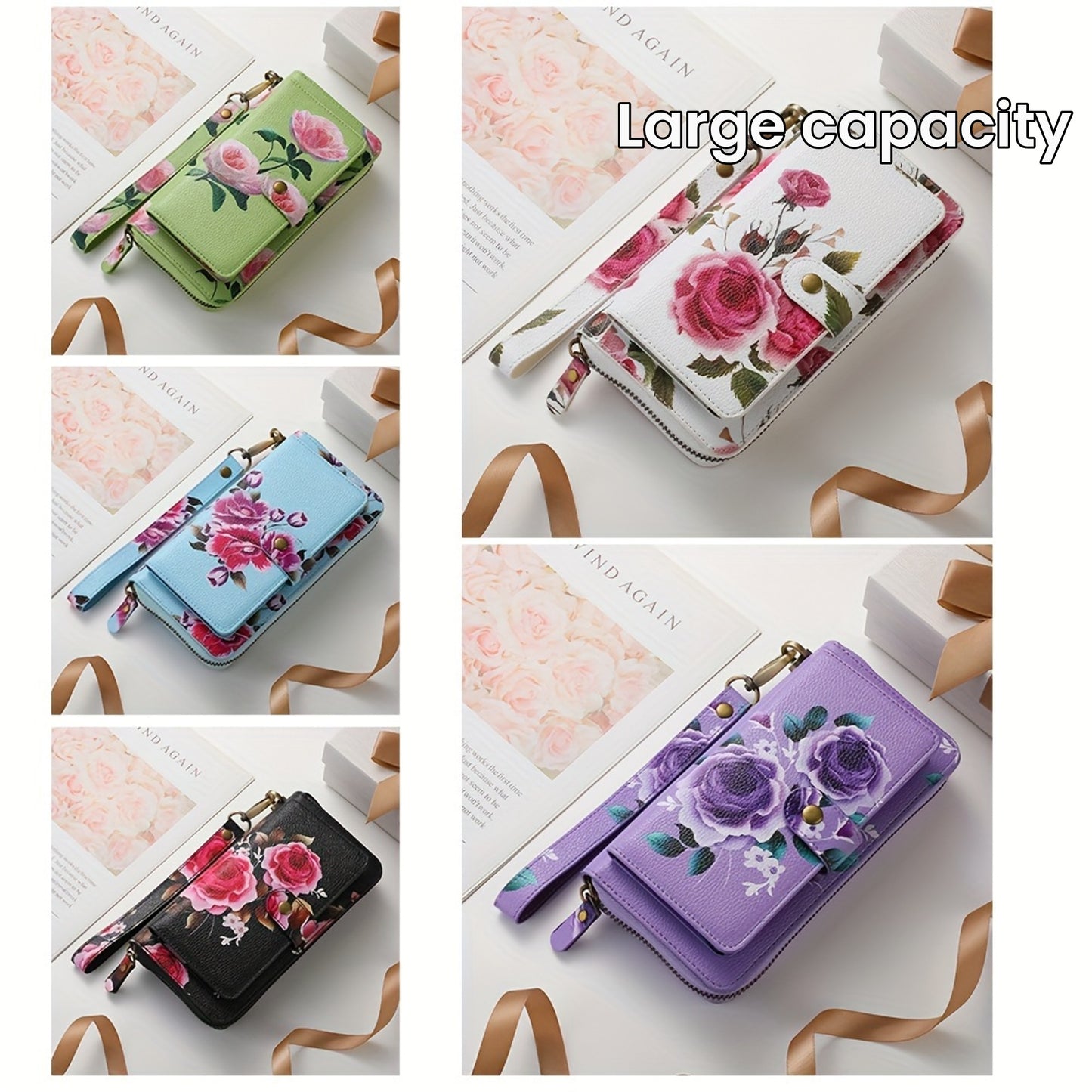 Sac à main en cuir PU à motif floral avec fermeture éclair - Topdecheztop.fr