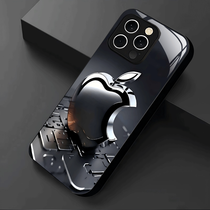 Coque en verre dépoli avec logo Apple