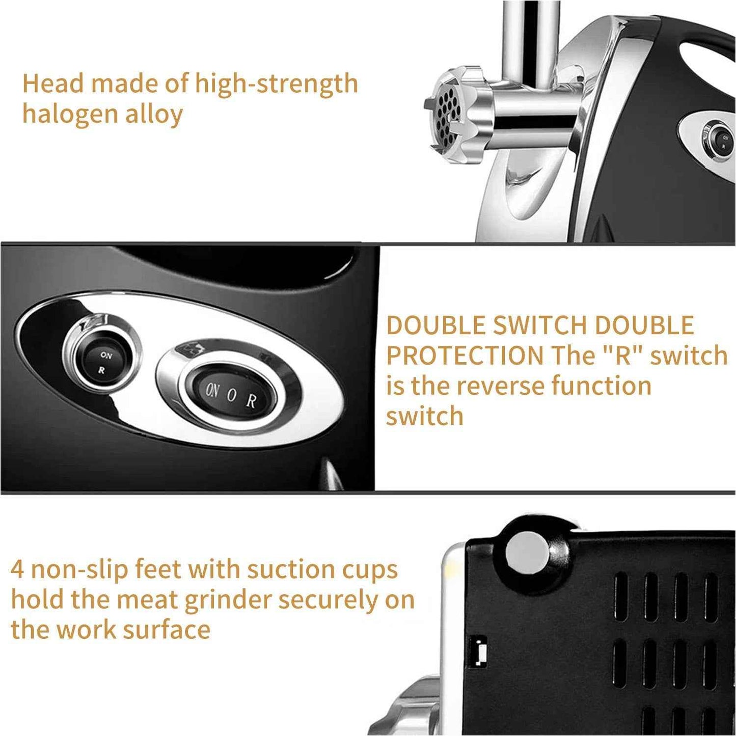 1PC Stainless Steel High Power Electric Meat Grinder, Meat Mincer Machine Household Sausage Maker, Local Warehouse | Powerful Motor, Multi-Plate Grinding, Meat Filler Tool | Russian Italian Sausage Hot Dog Maker