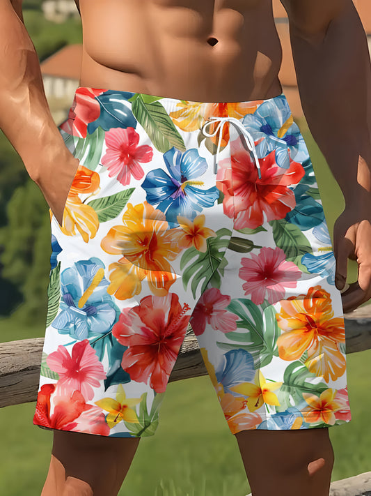 Short décontracté à imprimé floral pour homme, style vacances tendance