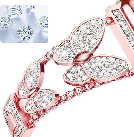 Bracelet de montre papillon en métal et diamants - Topdecheztop.fr