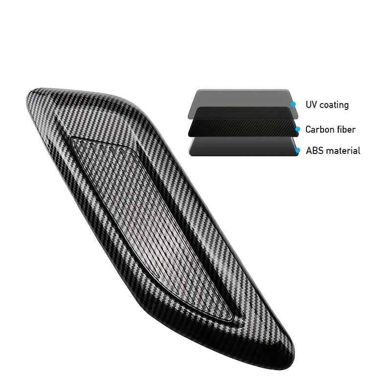 3pcs Automotive Airflow Decoration Air Inlet Cover Small Cover Ventilation Port Stickers Cover Cover Leaf Plates on Both Sides+Middle hood Air Outlet, Suitable for Any Flat bottomed Cover Vehicle