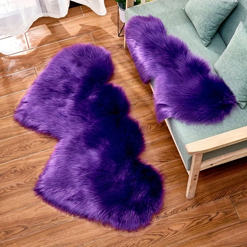 Tapis en peluche ,forme de cœur pour salon