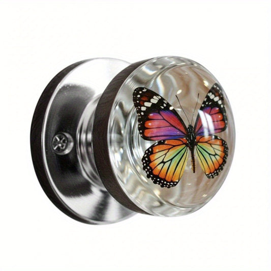 Poignées de meubles rondes décoratives en résine à motif floral vintage, 1 PCS