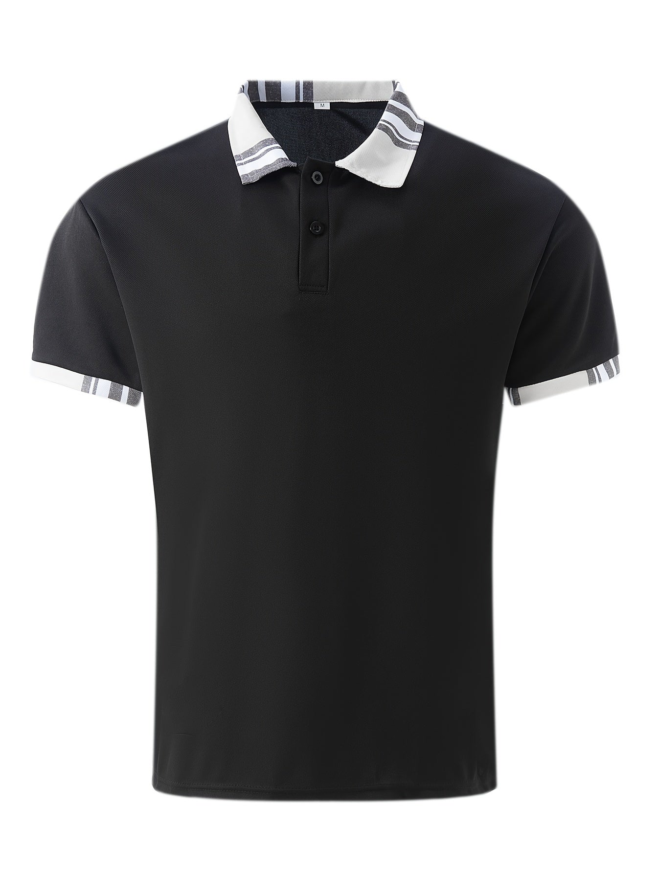 T-shirt à manches courtes, respirant, imprimé à rayures, avec bordure et revers - Topdecheztop.fr