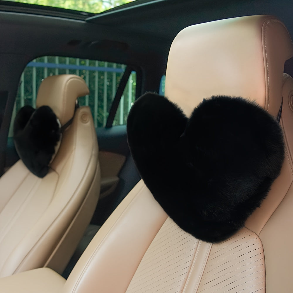 Appuie-tête de voiture (2 pièces), coussin en peluche en forme de cœur