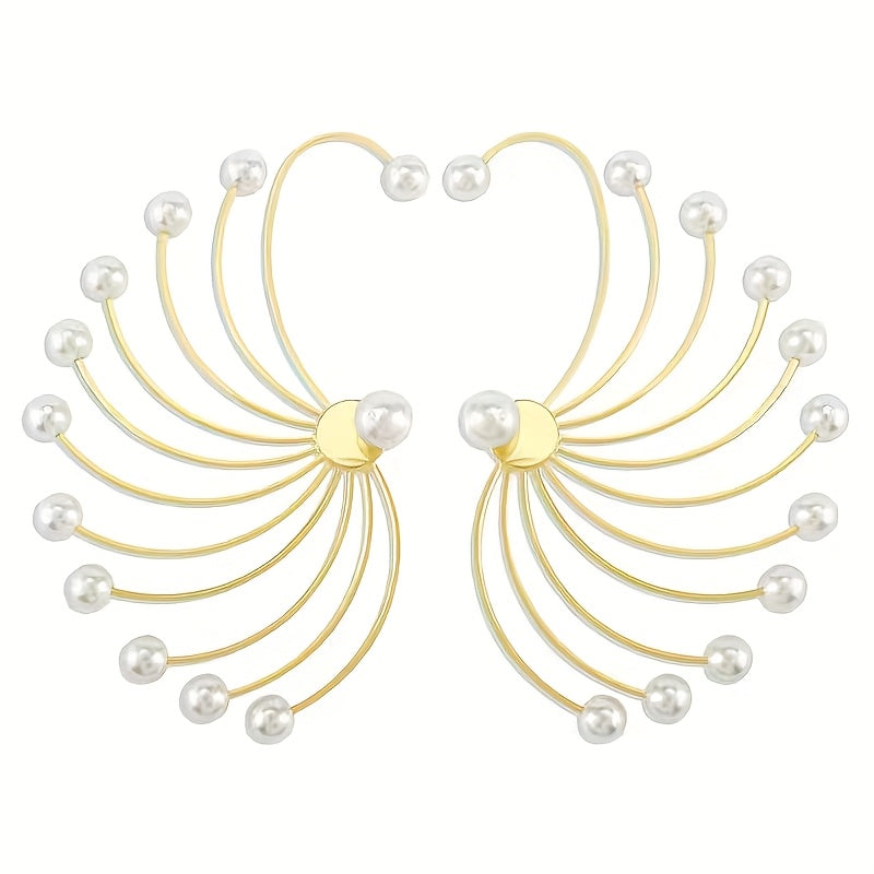 1 paire de boucles d'oreilles pendantes élégantes en forme d'éventail - Topdecheztop.fr