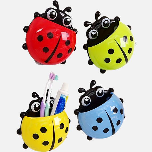 1pc Cute Ladybug Toothbrush Holder - No-Drill, Wall-Mounted Suction Cup Storage Rack for Bathroom Organization, Christmas/Halloween Gift Decoration - Topdecheztop.fr