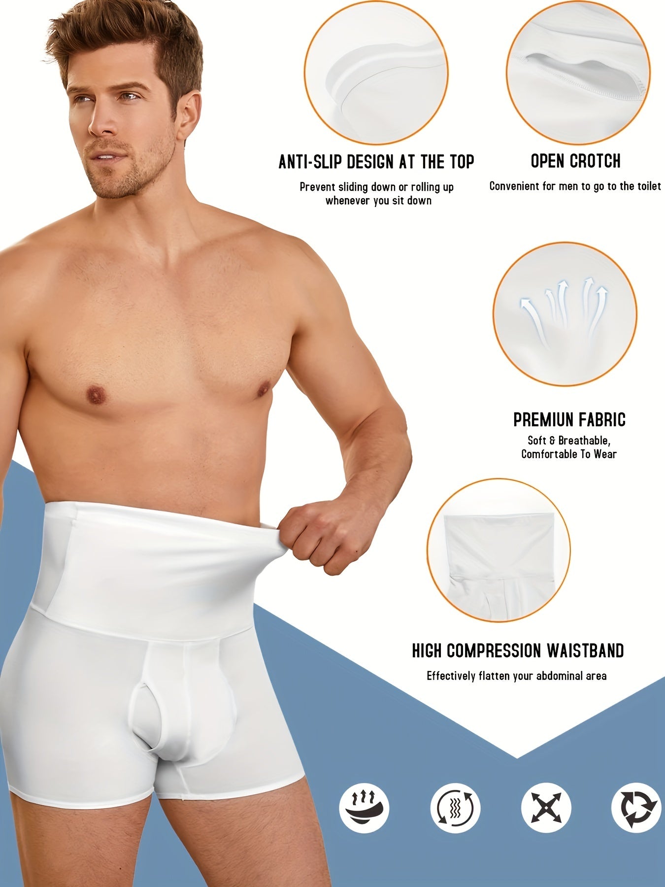 Junlan Men High Waist Slimming Underwear Body Shaper Seamless Boxer Briefs - Topdecheztop.fr