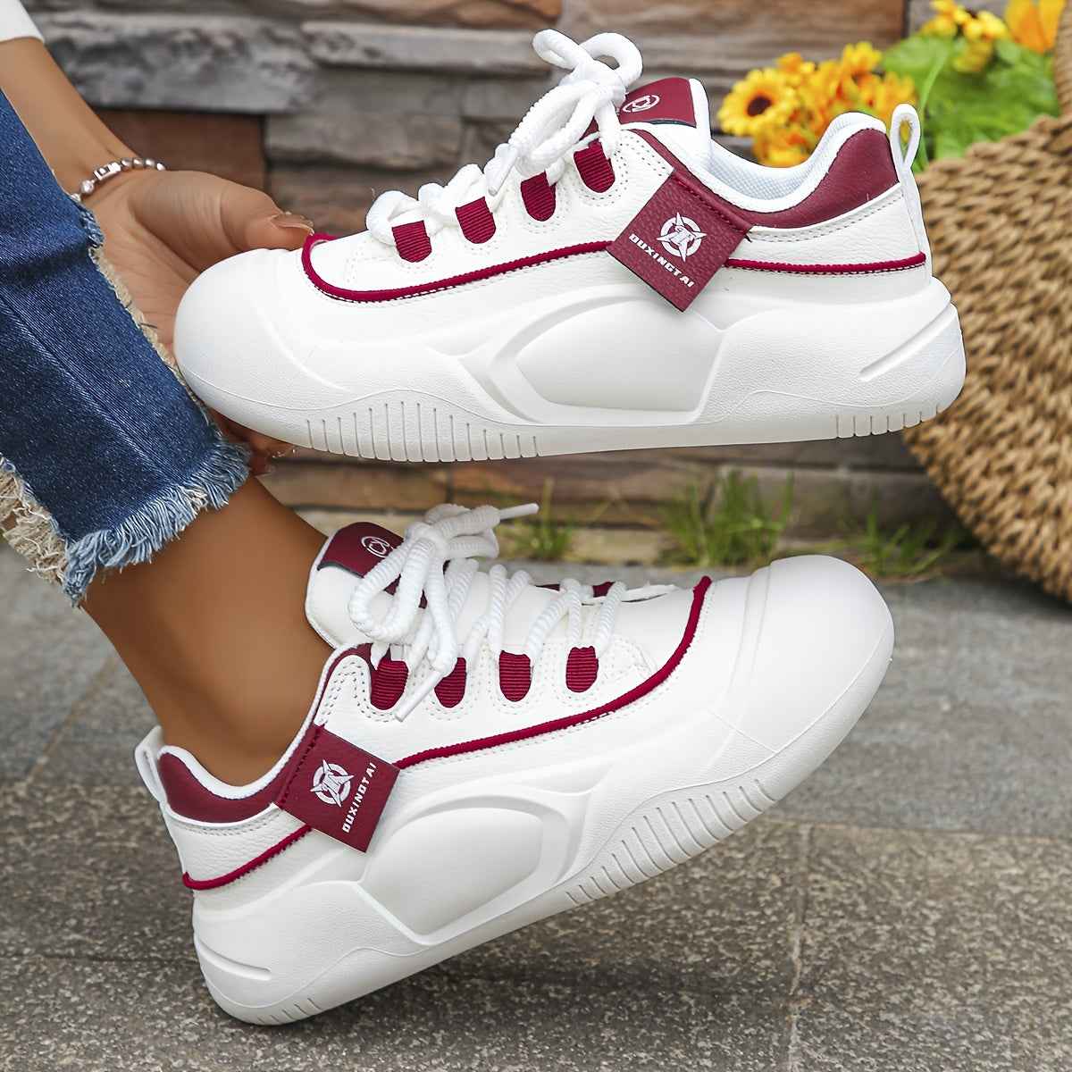 Four Seasons Trendy Ins Shoes for Women, Small Size Height Increase Shoes, Student White Shoes, Thick Sole Board Shoes for Women