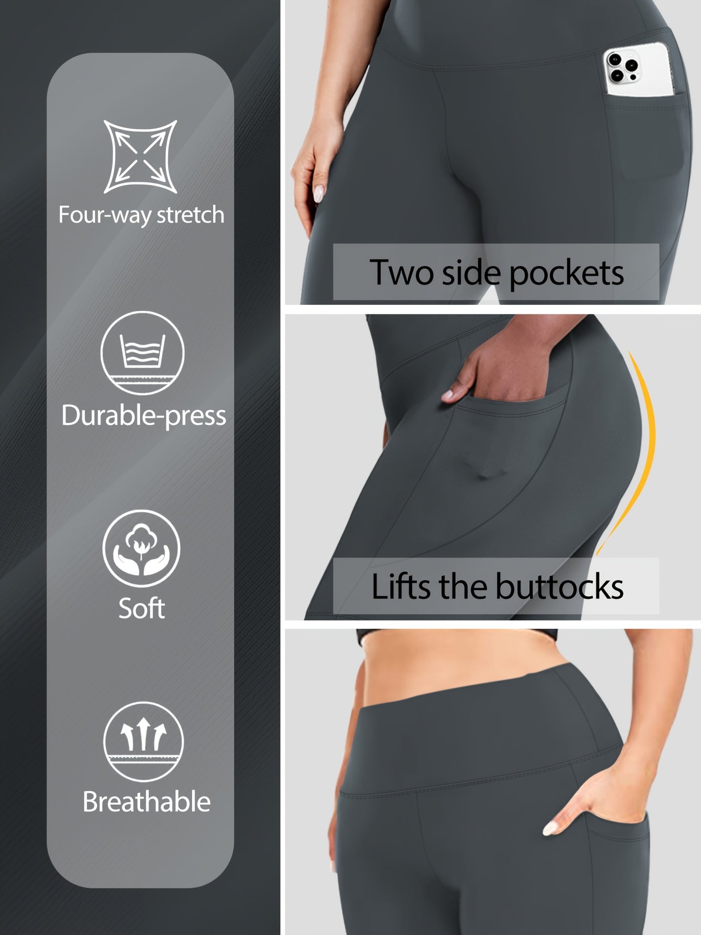 Lot de 3 bermudas taille haute avec poches en forme de lune, grande taille - Topdecheztop.fr