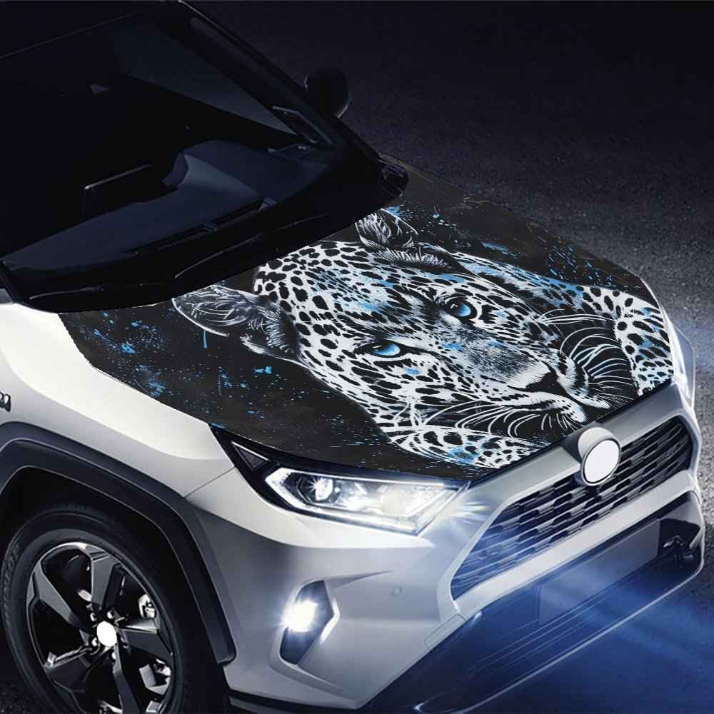 Blue Leopard Ready to Hunt Car Hood Side Stickers Cool Style Graphic Packaging Car Tuning Accessories Vinyl Film Vehicle Trim Stickers Auto Accessories Personalize