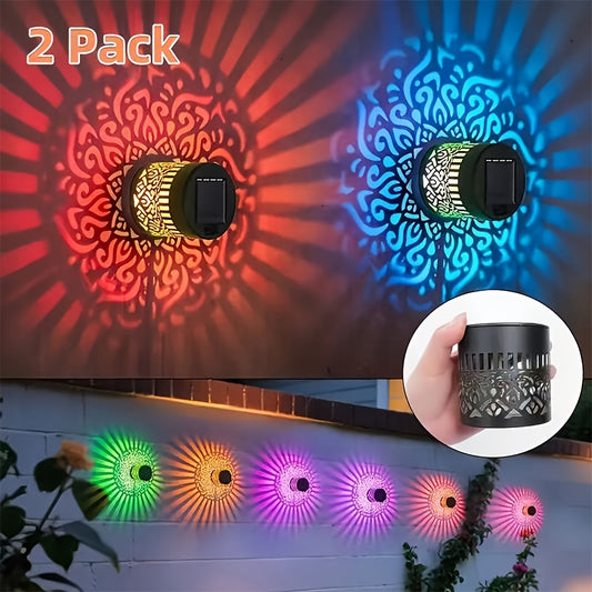 Lot de 2 appliques solaires murales d'extérieur avec changement de couleur RGB