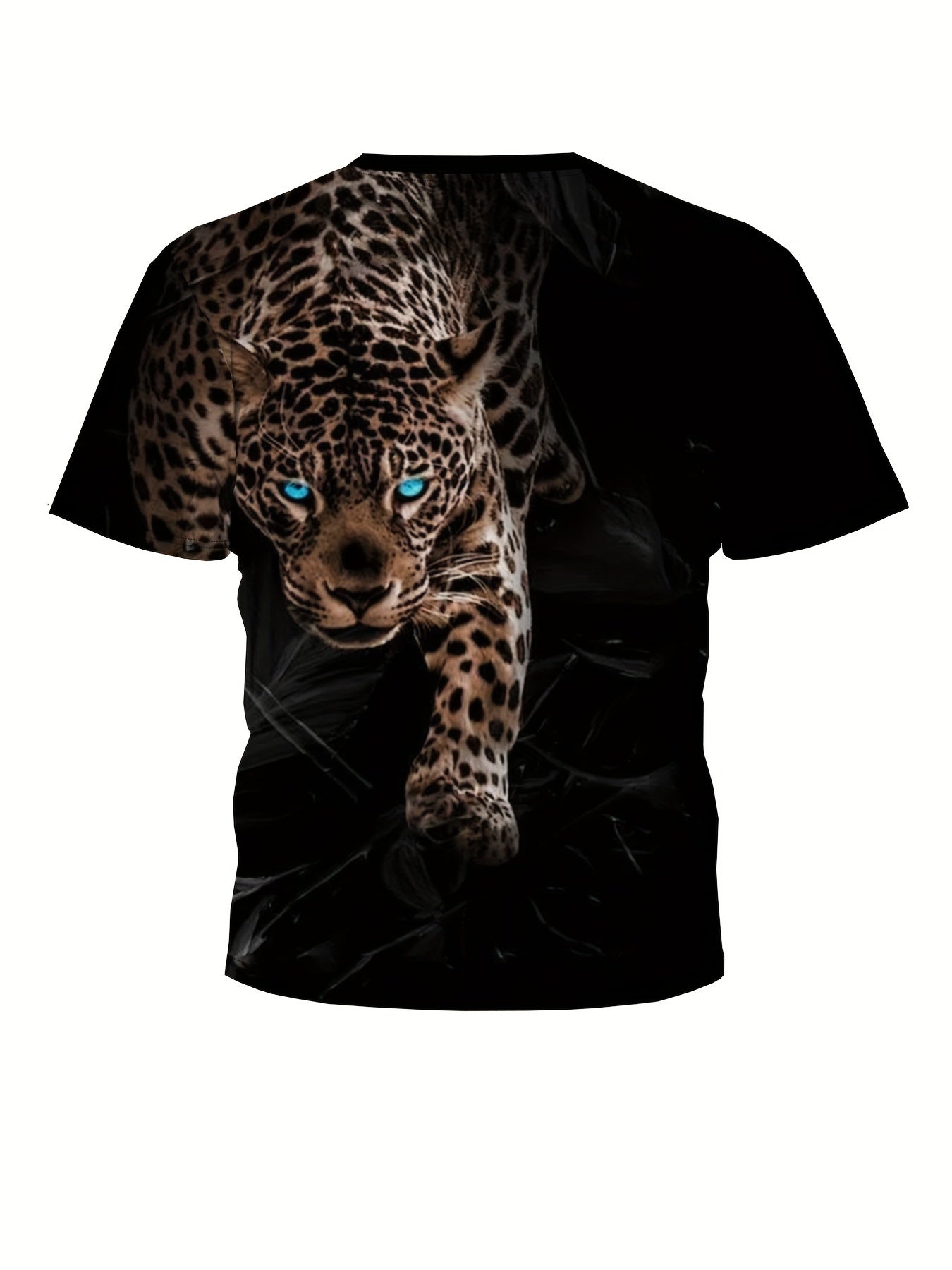 T-shirt ras du cou à manches courtes et imprimé léopard