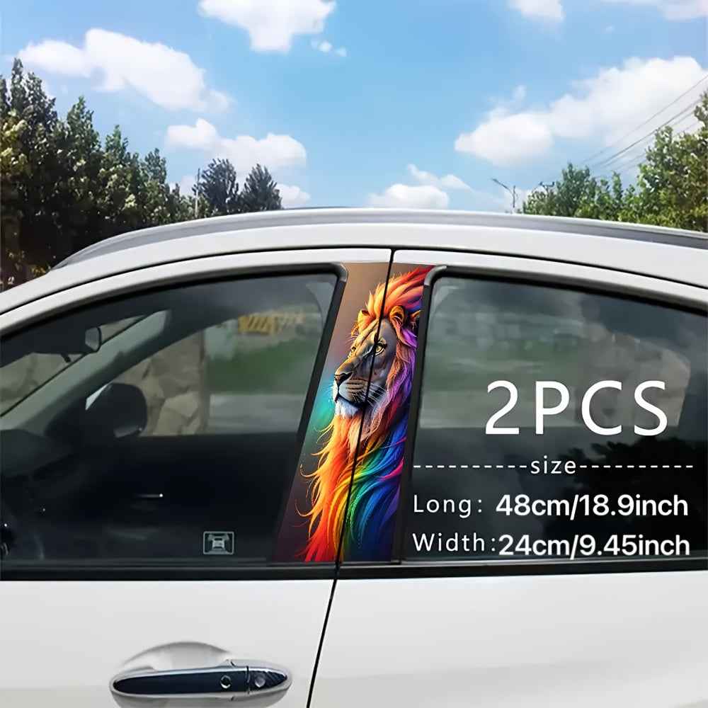Color Lion 2pcs vinyl Sticker Car door post Sticker -B post Easy to attach easy to tear Sunscreen waterproof car Gift Car decoration decals make your car special