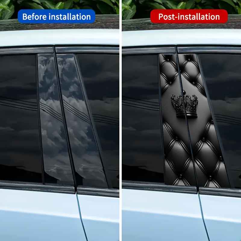 2pcs Crown Design Car Decals - Self-Adhesive Vinyl Stickers with Semi-Matte Finish, Left Side Application for Plastic/Glass/Metal Surfaces, Cartoon Pattern Regal Decor for All Vehicles & Car Models, Car Accessories Stickers,