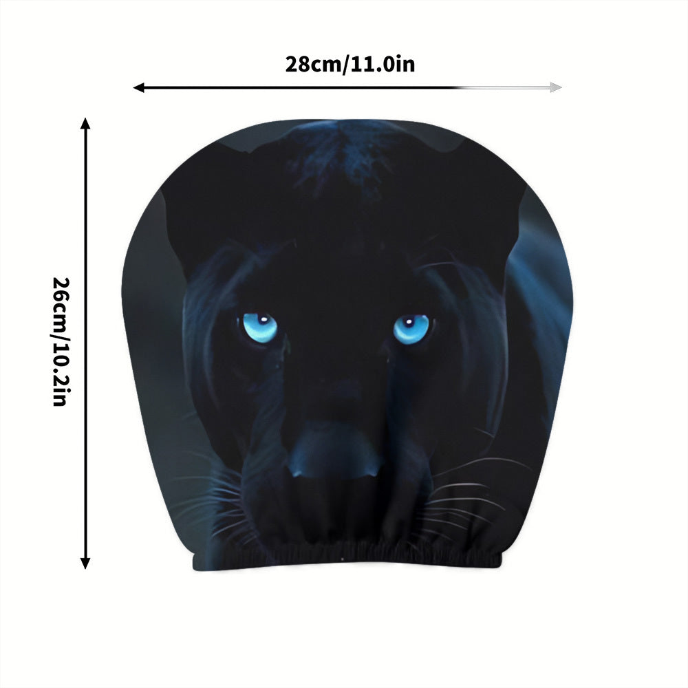 Lot de 2 housses d'appui-tête de voiture à imprimé léopard noir et bleu