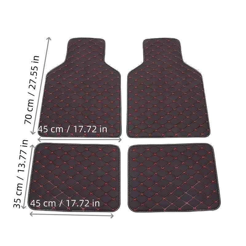 4pcs Heavy-Duty Anti-Slip Car Floor Mats - Full Coverage Driver, Passenger, Rear Seats & Console - PU Leather Non-Slip Surface, Fit for Cars, Trucks, SUVs, Vans - All-Weather Protection, Easy to Clean, Scratch-Resistant Inter