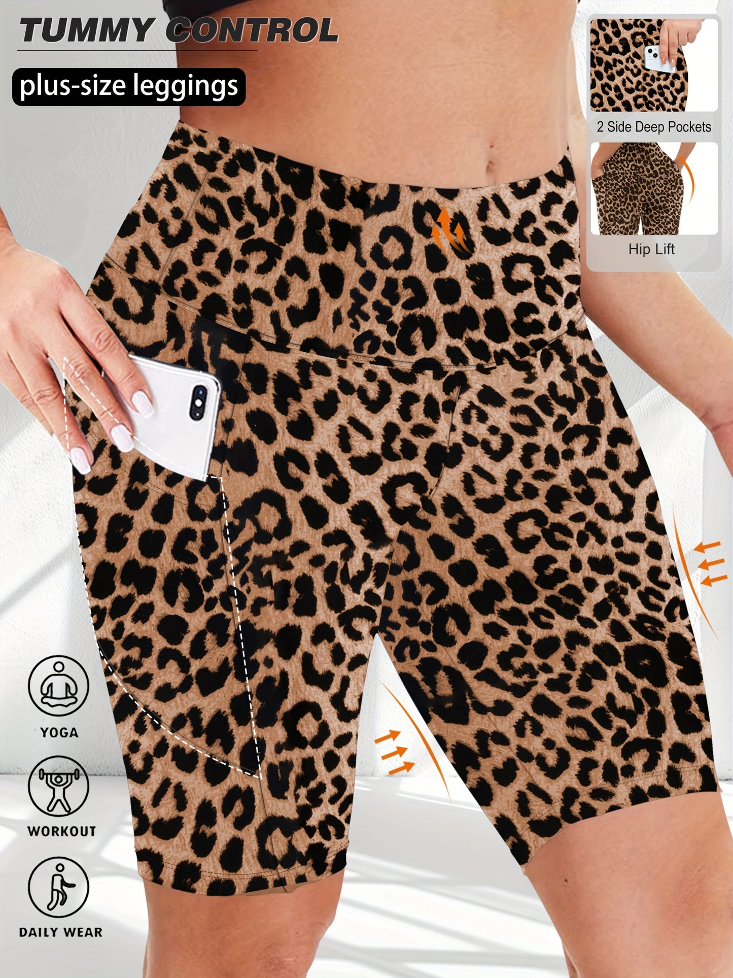 Lot de 3 bermudas taille haute avec poches en forme de lune, grande taille - Topdecheztop.fr