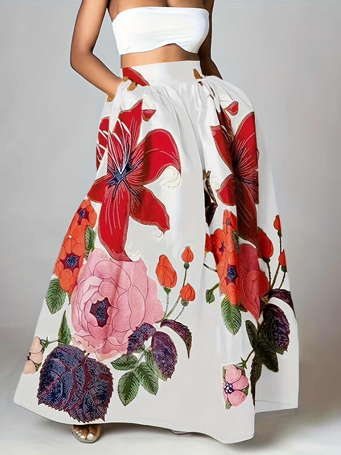 Jupe longue , imprimé, floral - Topdecheztop.fr