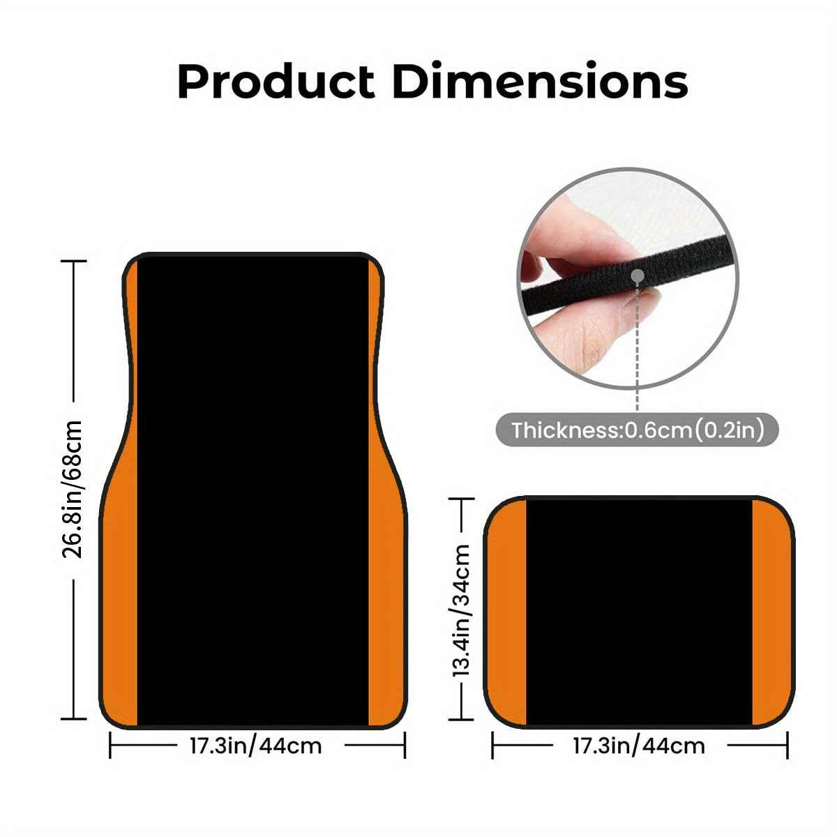 4pcs Non-Slip Car Floor Mats with Colorful Striped Design - Durable Polyester, Fit for Sedans & SUVs, Protects Interior, Stylish Black & Orange Pattern, Easy to Clean, Car Floor Protection | Stylish Floor Mat | Nonslip Backin