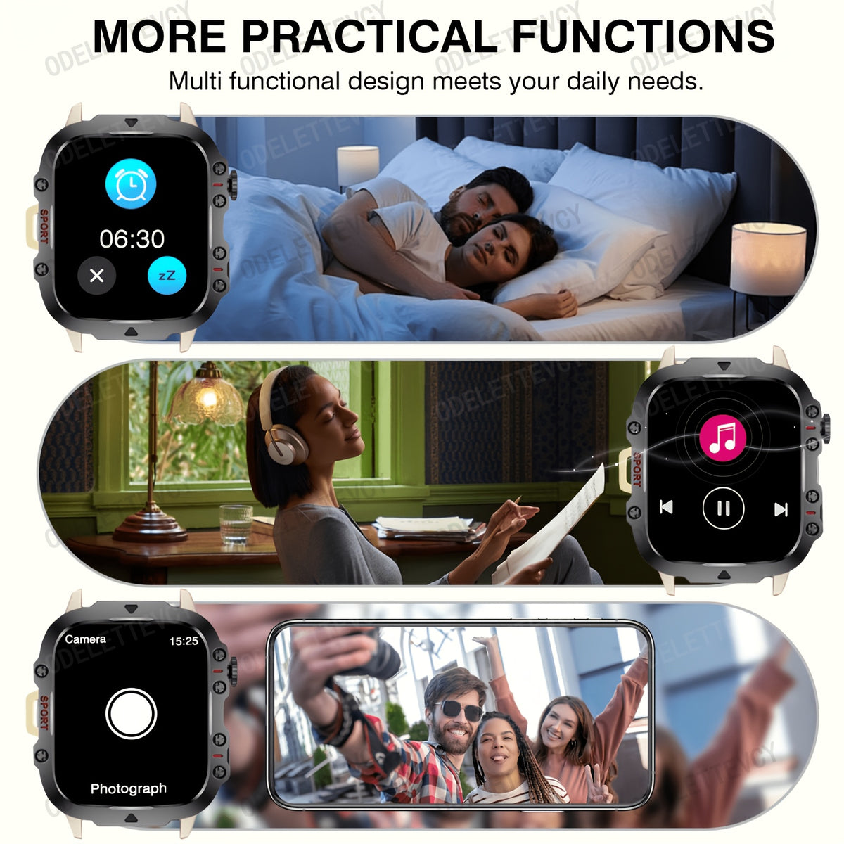 Montre intelligente silicone pour hommes et femmes, cadeau Saint-Valentin, appels sans fil SMS modes sport multiples contrôle caméra à distance tracker fitness compatible iPhone Android rechargeable USB