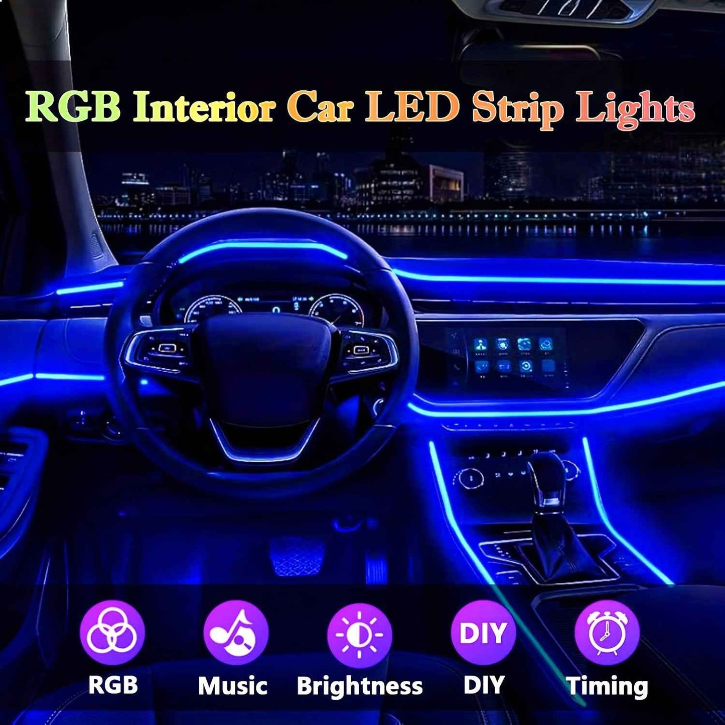 Nouvelles lumières d'ambiance LED RGB 2025 pour voiture avec synchronisation musicale par application