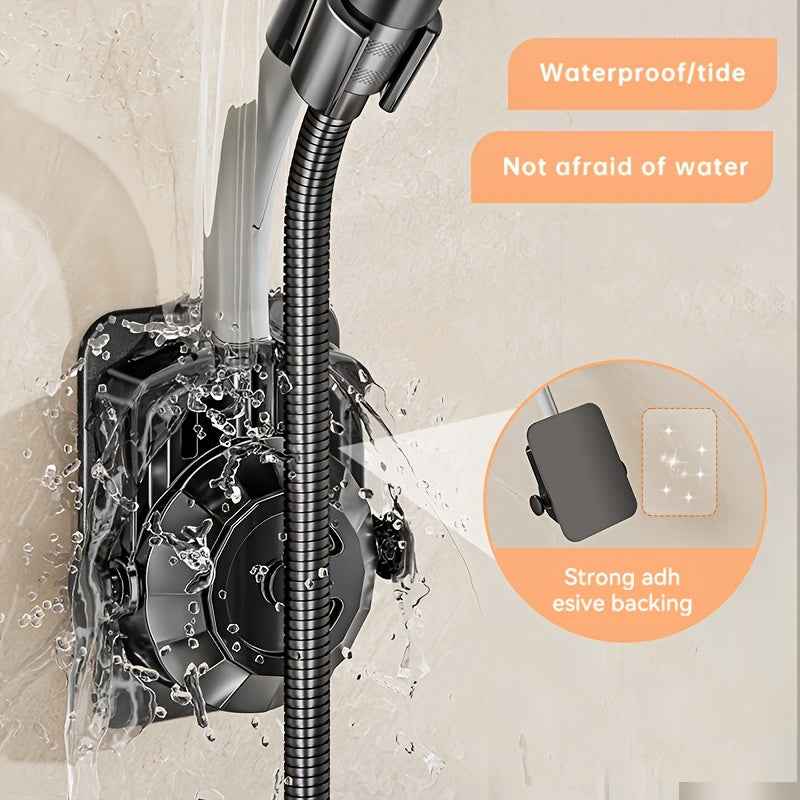 Musurjoy Bathroom Shower System Wall Mounted Showerhead Bracket, Adjustable Angle Showerhead Bracket, Silvery-Black-Gray, No Drill Installation, Wall Mount, Father's Day Gift, New Summer Product