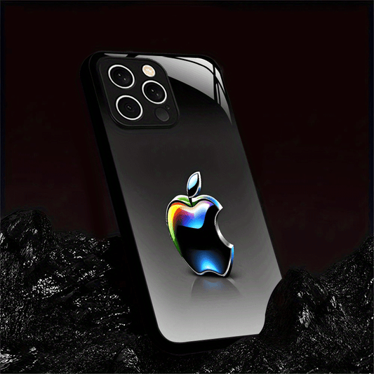 Étui en verre trempé léger et minimaliste avec logo Apple pour iPhone