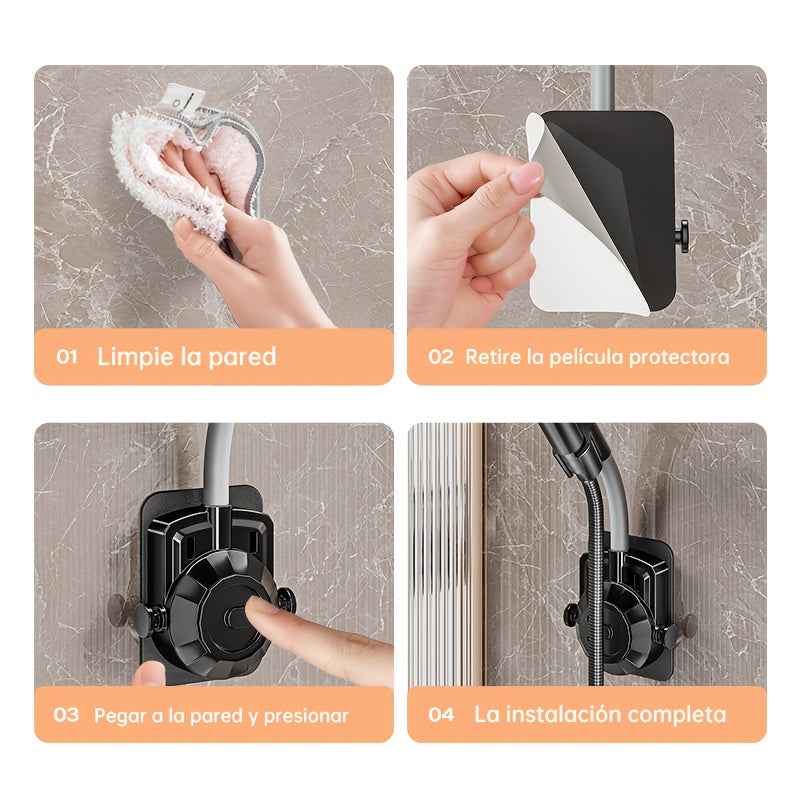 Musurjoy Bathroom Shower System Wall Mounted Showerhead Bracket, Adjustable Angle Showerhead Bracket, Silvery-Black-Gray, No Drill Installation, Wall Mount, Father's Day Gift, New Summer Product