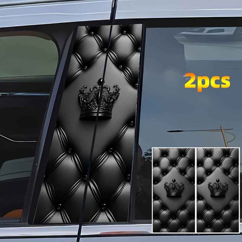 2pcs Crown Design Car Decals - Self-Adhesive Vinyl Stickers with Semi-Matte Finish, Left Side Application for Plastic/Glass/Metal Surfaces, Cartoon Pattern Regal Decor for All Vehicles & Car Models, Car Accessories Stickers,