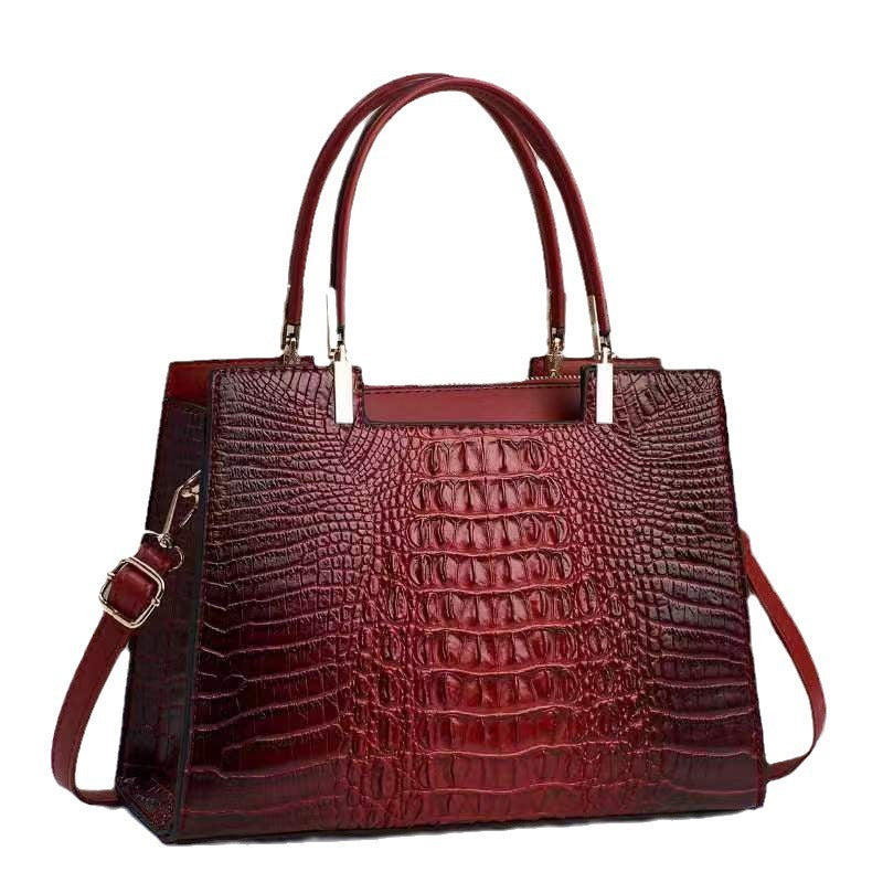 Sac à main décontracté à motif crocodile pour femme, grande capacité