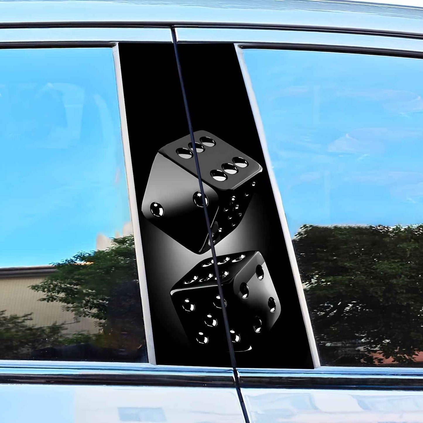 2pcs Black Dice Car Stickers, Vinyl, Matte Finish, Easy to Apply, Residue-Free, Scratch-Resistant & Waterproof, Self-Adhesive, Suitable for Plastic and Metal Surfaces, Automotive Decoration, Glass Surface Decor
