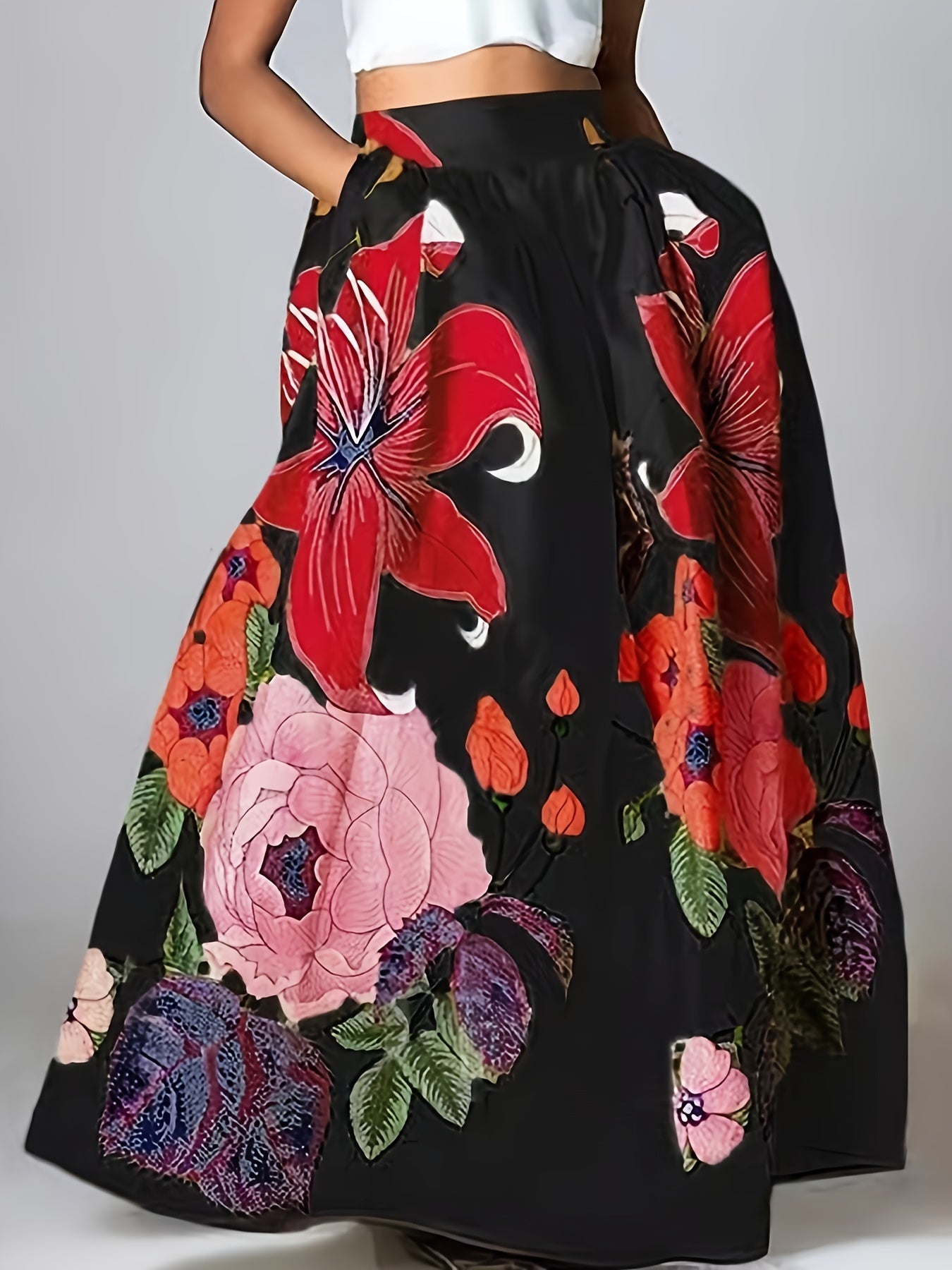 Jupe longue , imprimé, floral - Topdecheztop.fr