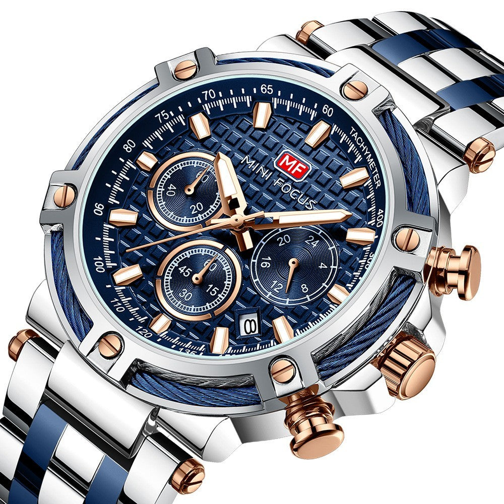 Montre à quartz étanche et lumineuse pour homme avec bracelet en acier Opération réussie - Topdecheztop.fr