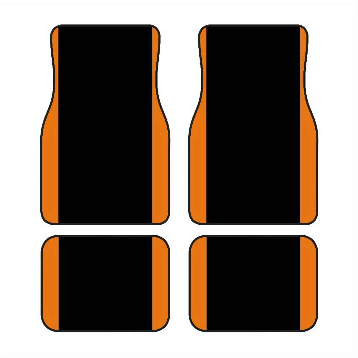 4pcs Non-Slip Car Floor Mats with Colorful Striped Design - Durable Polyester, Fit for Sedans & SUVs, Protects Interior, Stylish Black & Orange Pattern, Easy to Clean, Car Floor Protection | Stylish Floor Mat | Nonslip Backin