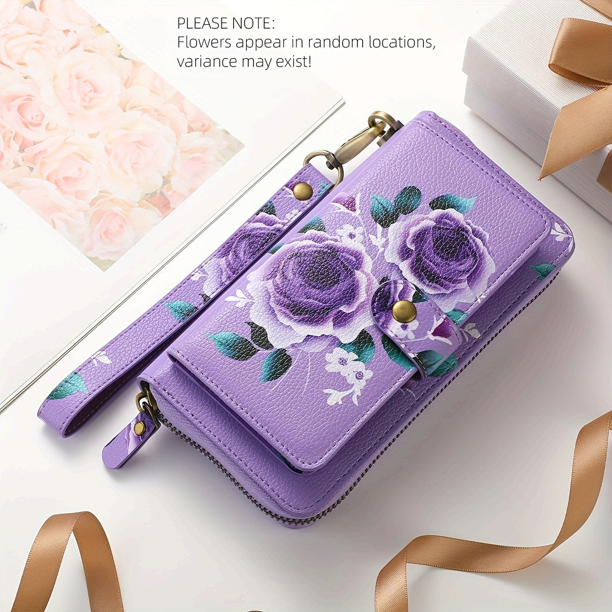 Sac à main en cuir PU à motif floral avec fermeture éclair - Topdecheztop.fr