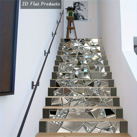 Autocollants pour contremarches d'escalier modernes en PVC 2D, 13 bandes