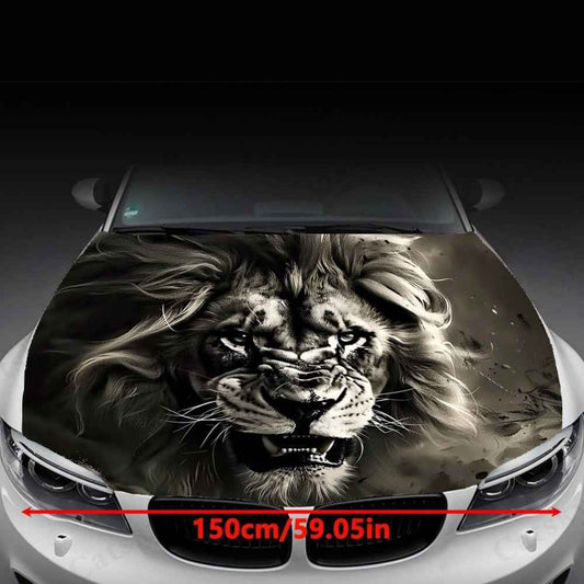 Realistic Lion Head Hood Decoration - Self-Adhesive Car, Motorcycle, Truck Hood Stickers - Easy Application & Removal, No Residue - Compatible with Most Vehicles - Bold Automotive Decoration - Perfect Gift for Car Enthusiasts
