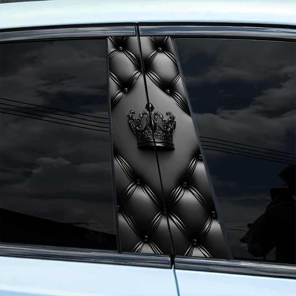2pcs Crown Design Car Decals - Self-Adhesive Vinyl Stickers with Semi-Matte Finish, Left Side Application for Plastic/Glass/Metal Surfaces, Cartoon Pattern Regal Decor for All Vehicles & Car Models, Car Accessories Stickers,