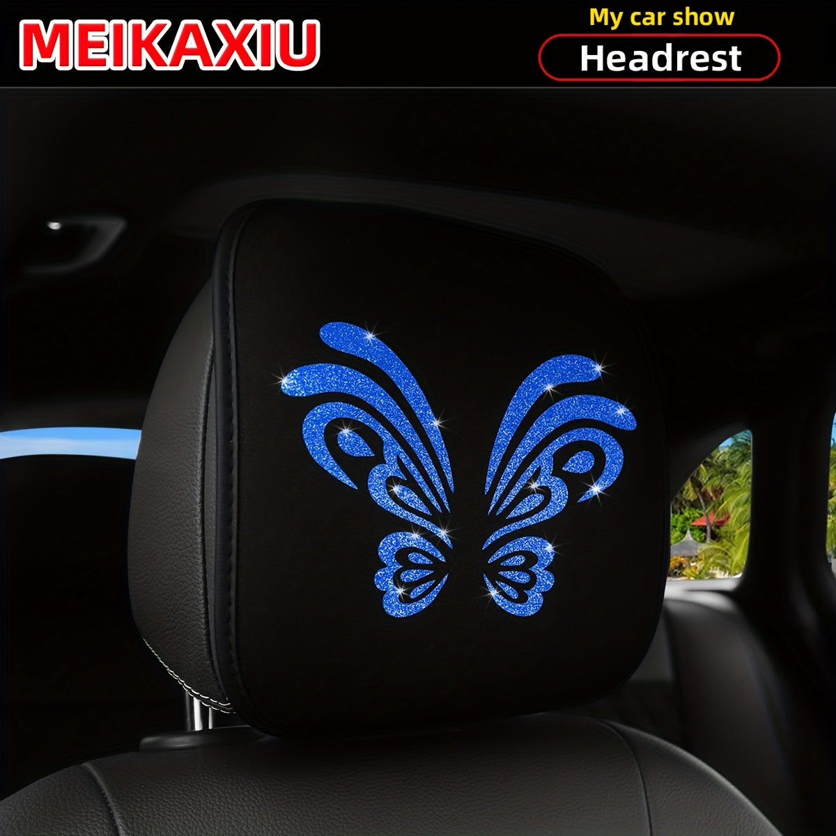 1. Coussin d'appui-tête de voiture confortable et respirant, motif papillon