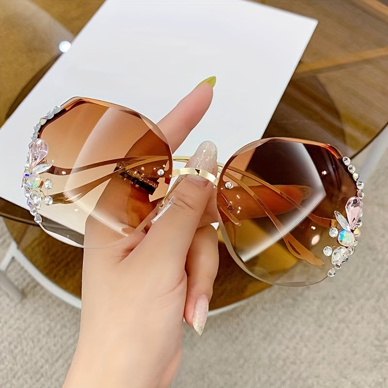 1 paire de lunettes tendance sans monture avec strass - Topdecheztop.fr