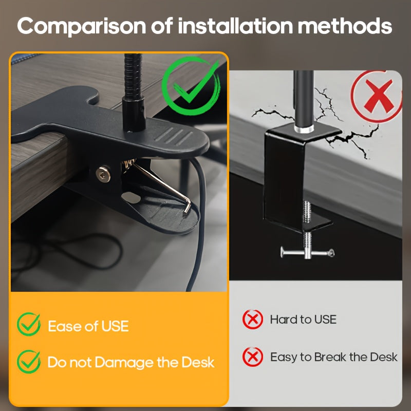 Lampe de bureau LED loupe intégrée (1 pièce), lampe à pince LED, 3 modes d'éclairage
