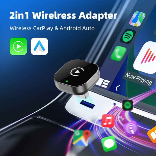 Adaptateur sans fil 2 en 1 CarPlay et Android Auto - Connexion automatique